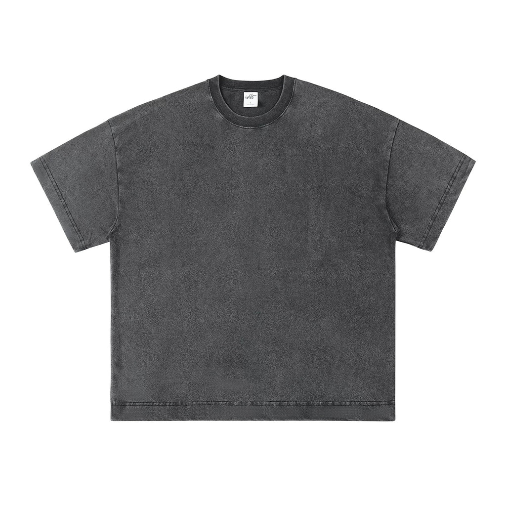 IDLT washed T-shirt, gray front.