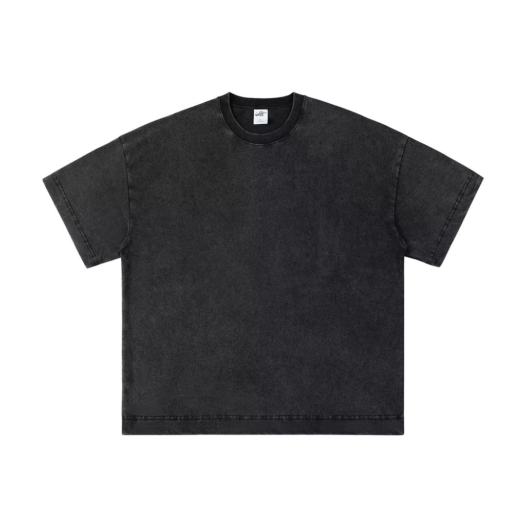 IDLT washed T-shirt, black front.