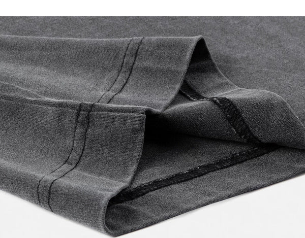 IDLT washed T-shirt, gray folded hem.