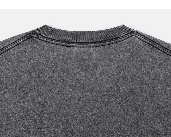 IDLT washed T-shirt, gray back neckline.
