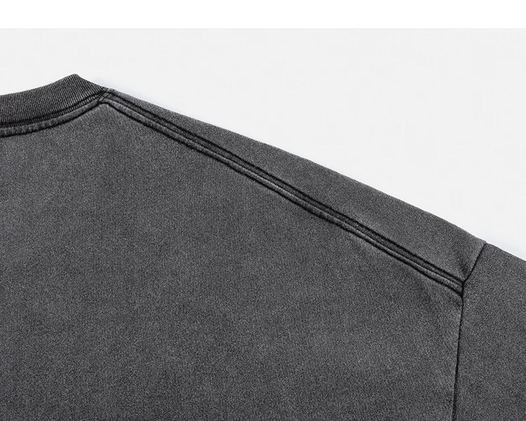 IDLT washed T-shirt, gray shoulder seam.