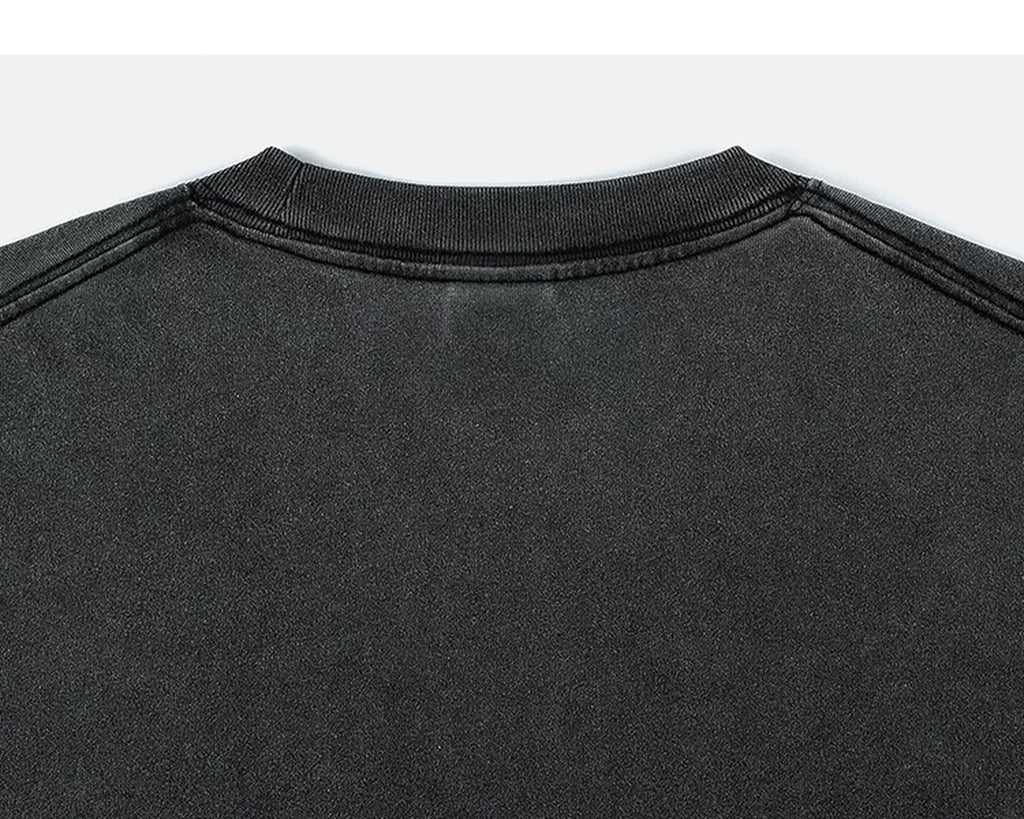 IDLT washed T-shirt, black back neckline.
