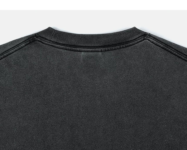 IDLT washed T-shirt, black back neckline.