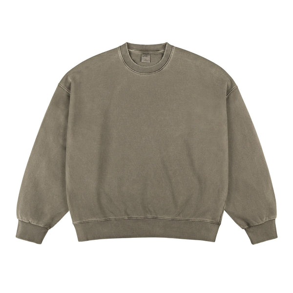 IDLT washed sweatshirt, olive front.
