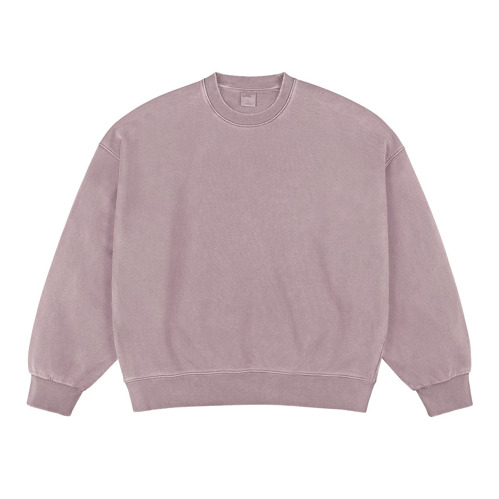 IDLT washed sweatshirt, pink front.