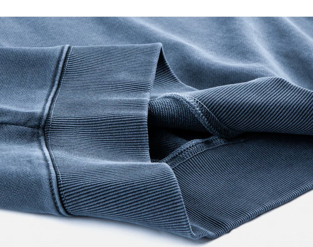 IDLT washed sweatshirt, blue folded hem.