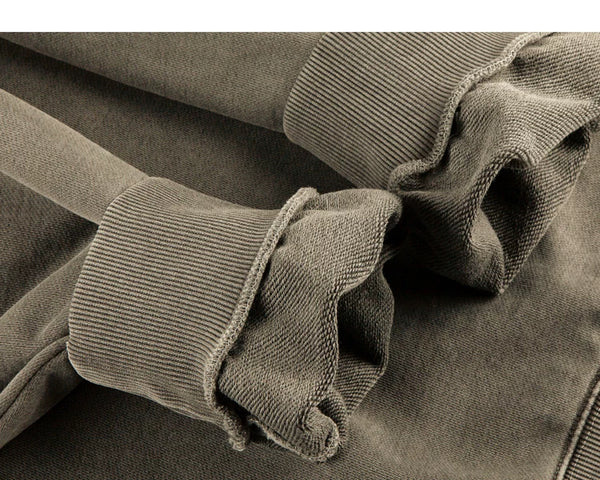 IDLT washed sweatshirt, olive turned cuffs.