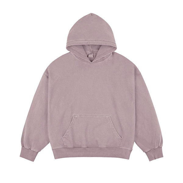 IDLT washed hoodie, pink front.