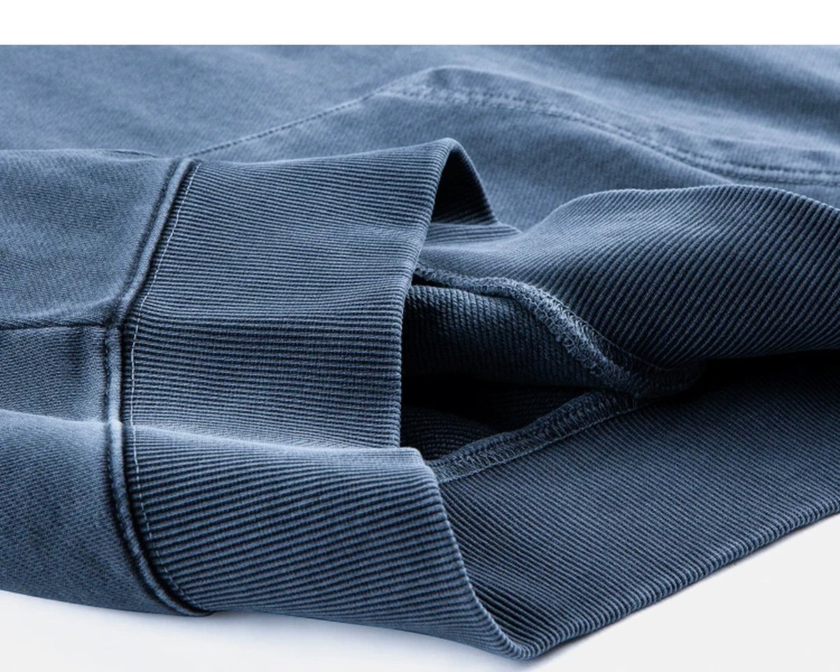 IDLT washed hoodie, blue folded hem.