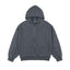 IDLT washed zip hoodie, gray front.