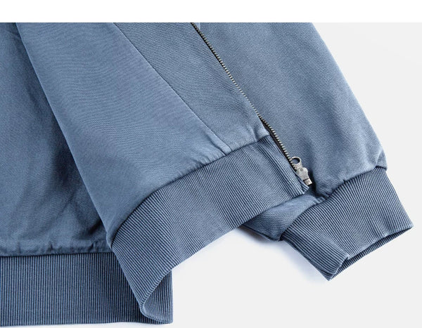 IDLT washed zip hoodie, blue inner hem and cuff.