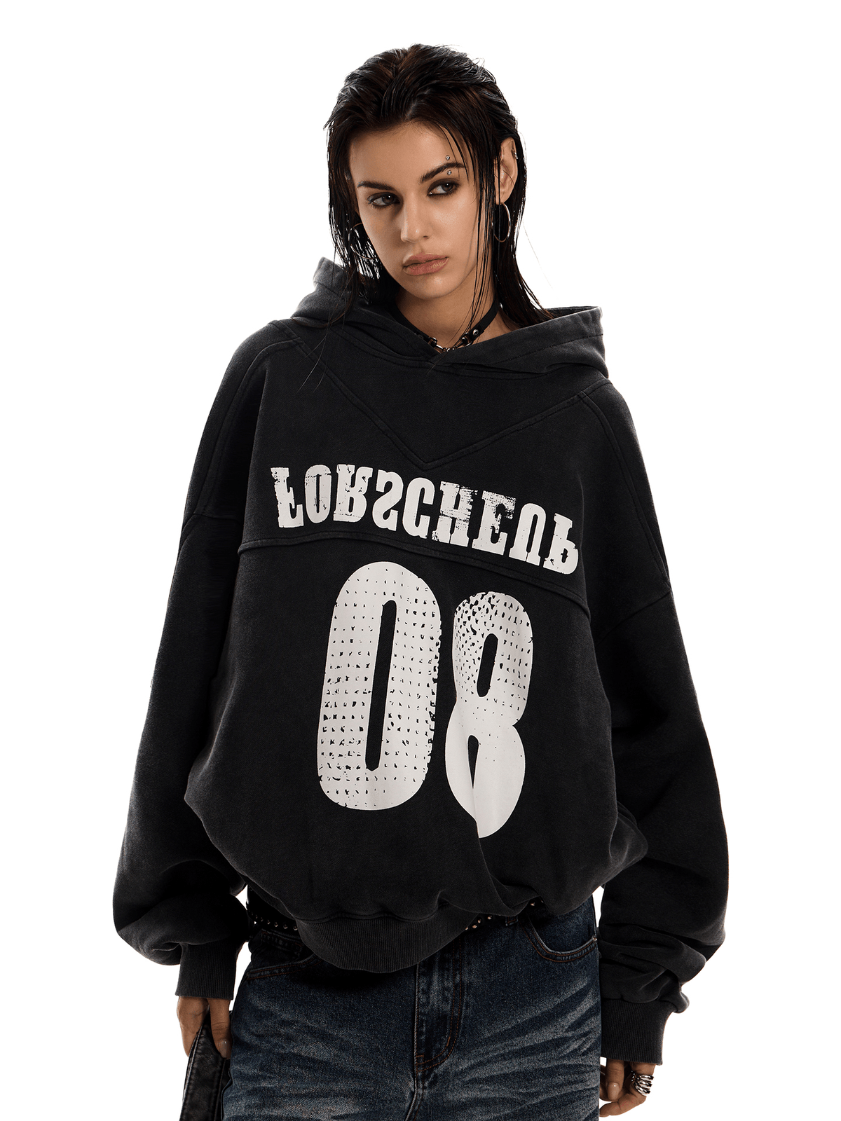 Varsity Number 08 Distressed Hoodie - COPPING THREADS - 0123Start