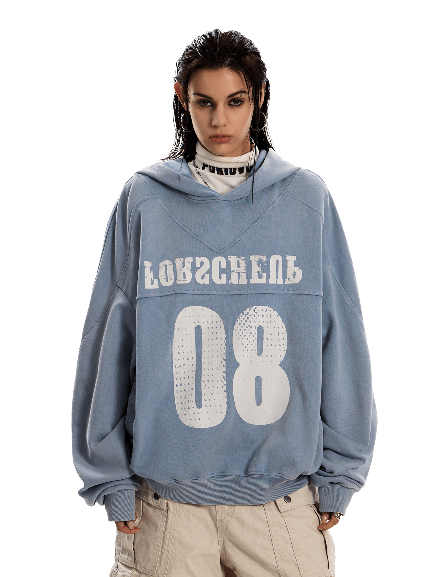 Varsity Number 08 Distressed Hoodie - COPPING THREADS - 0123Start