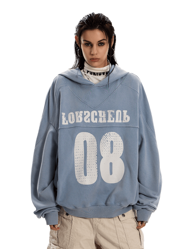Varsity Number 08 Distressed Hoodie - COPPING THREADS - 0123Start