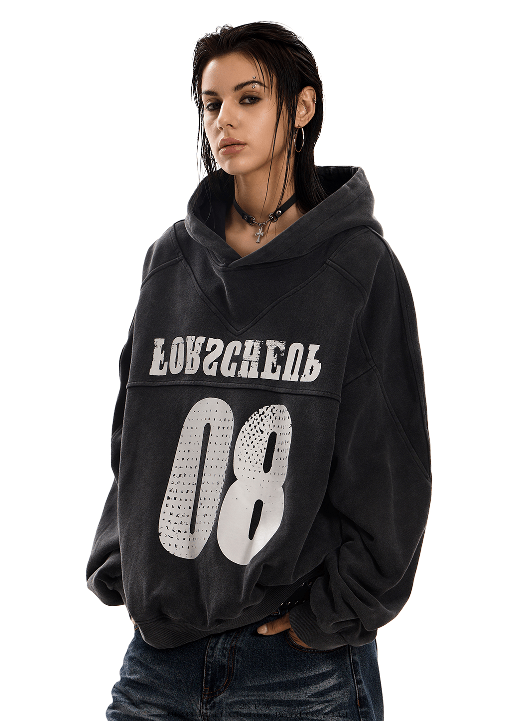 Varsity Number 08 Distressed Hoodie - COPPING THREADS - 0123Start