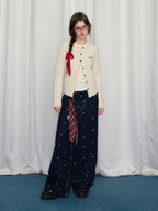 Vertical Stripe Round Neck Cardigan - COPPING THREADS - CHICISLAND