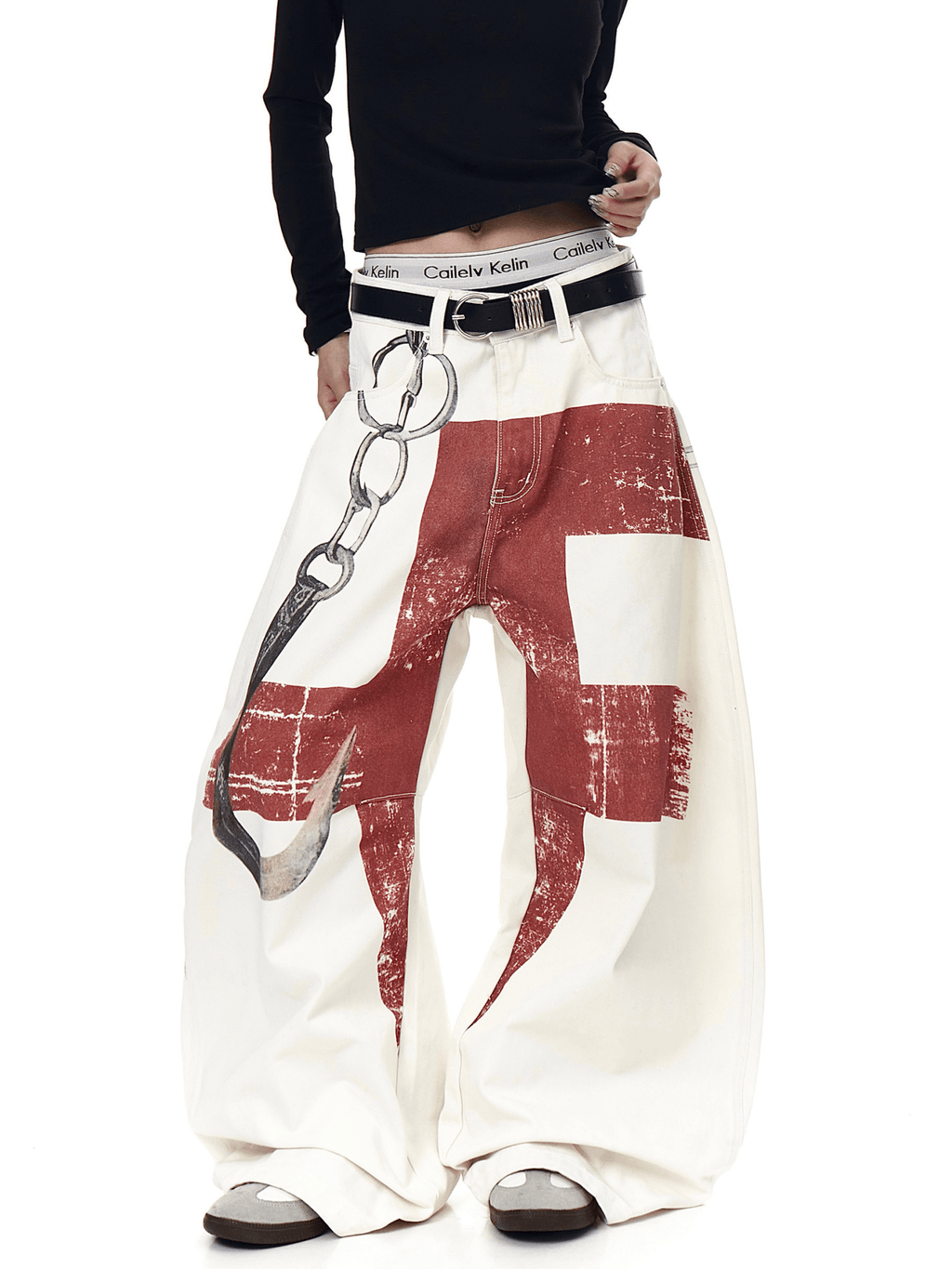 Vintage 3D Graphic Scythe Wide - Leg Jeans - COPPING THREADS - CT Select