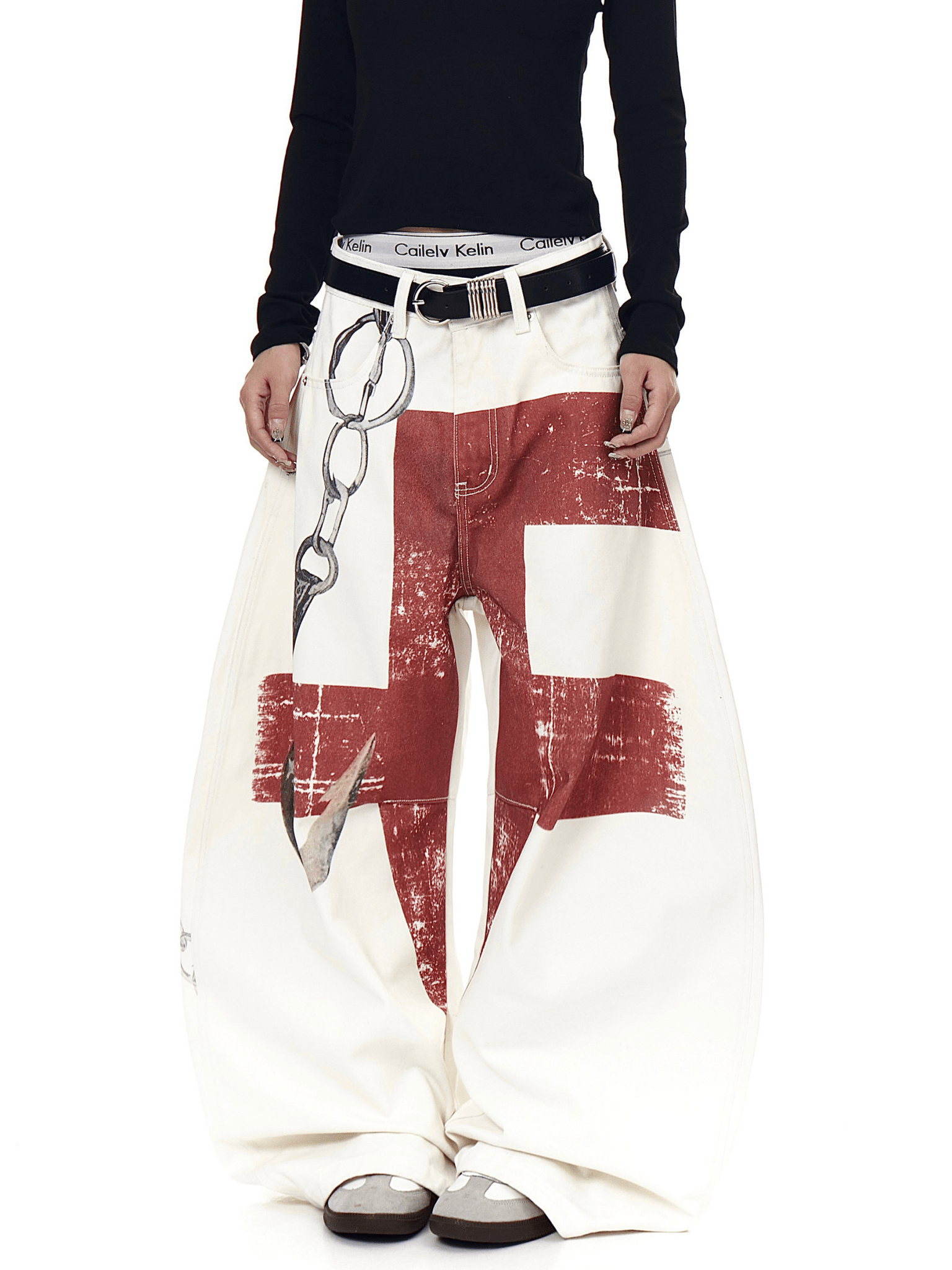 Vintage 3D Graphic Scythe Wide - Leg Jeans - COPPING THREADS - CT Select