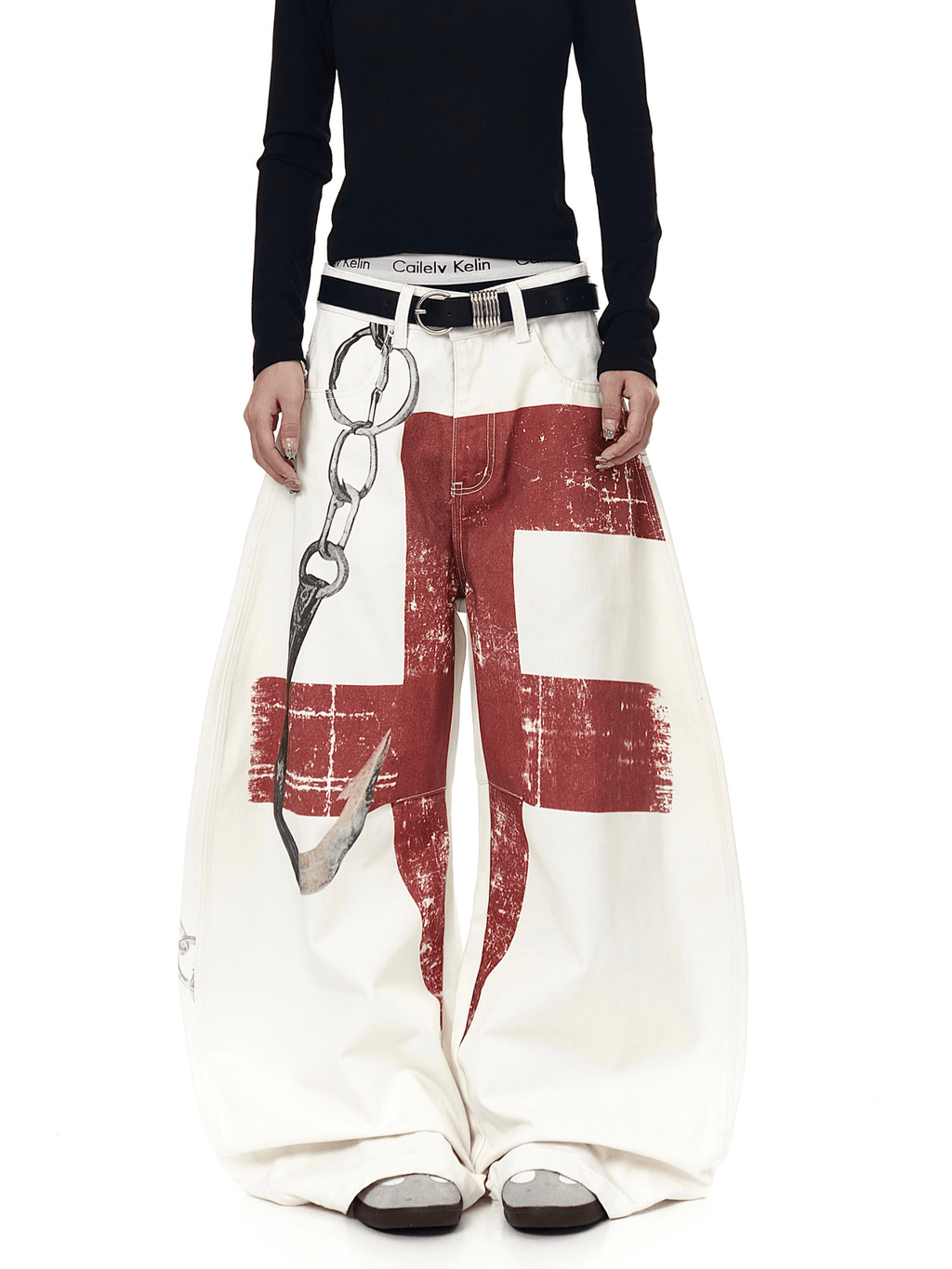 Vintage 3D Graphic Scythe Wide - Leg Jeans - COPPING THREADS - CT Select