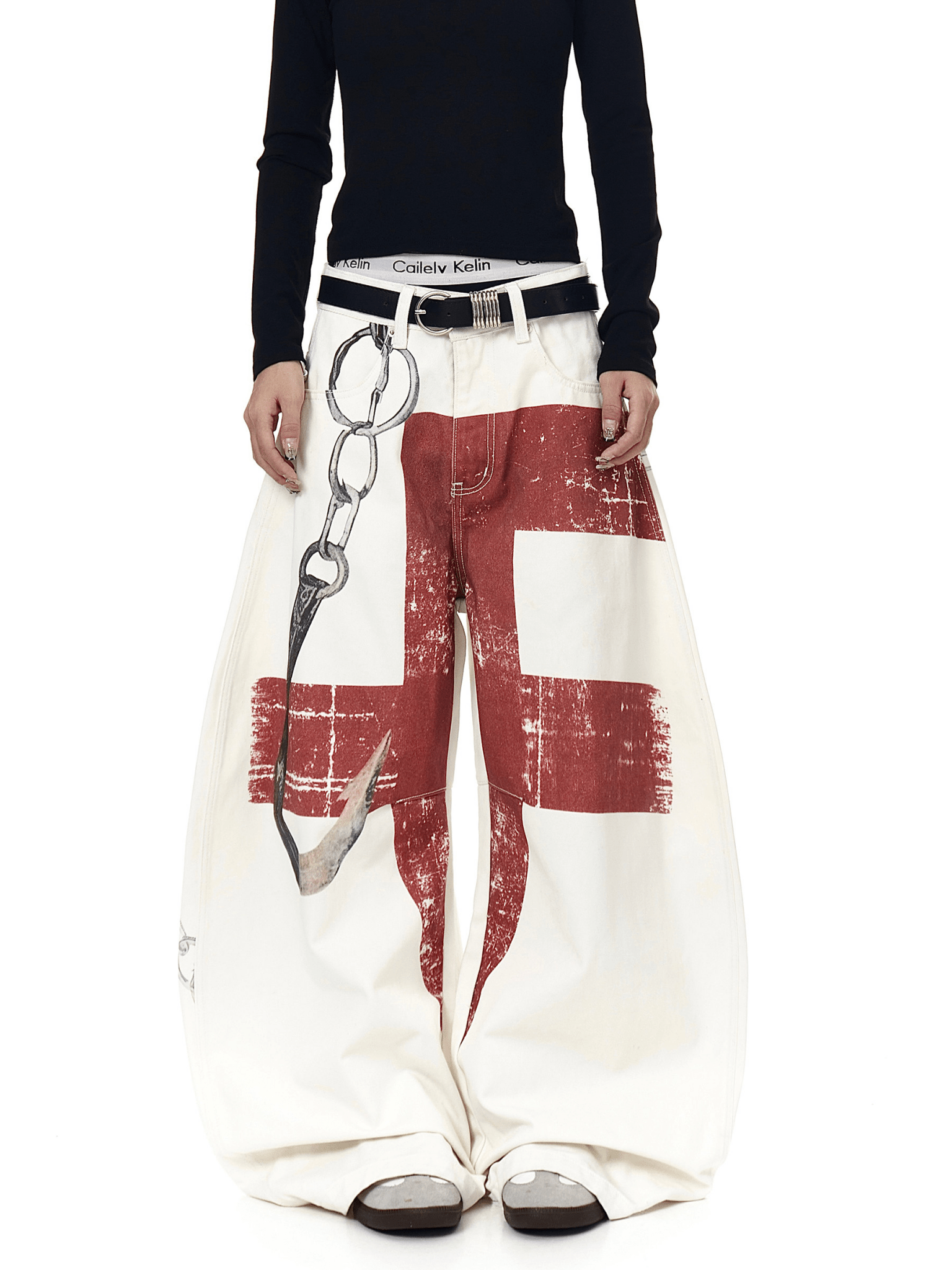 Vintage 3D Graphic Scythe Wide - Leg Jeans - COPPING THREADS - CT Select