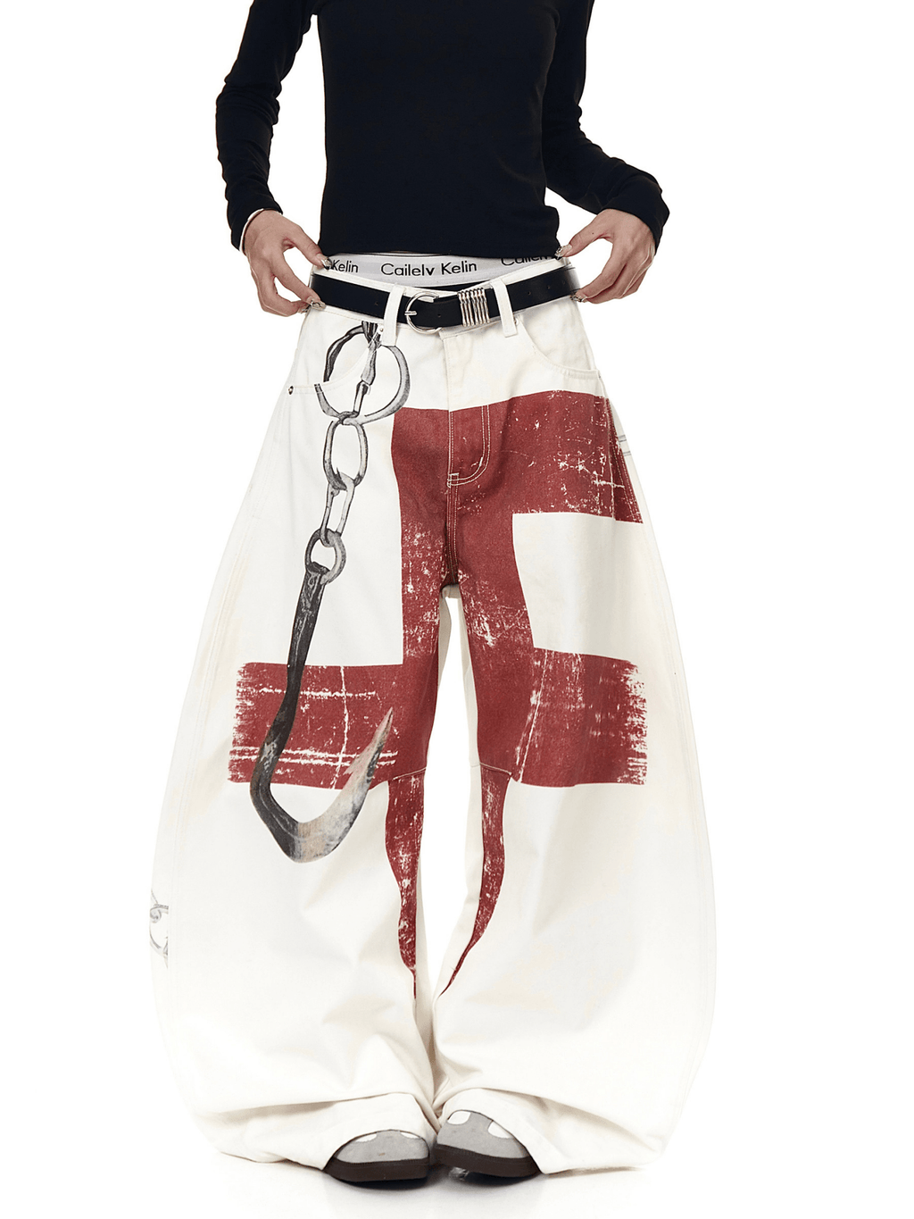 Vintage 3D Graphic Scythe Wide - Leg Jeans - COPPING THREADS - CT Select