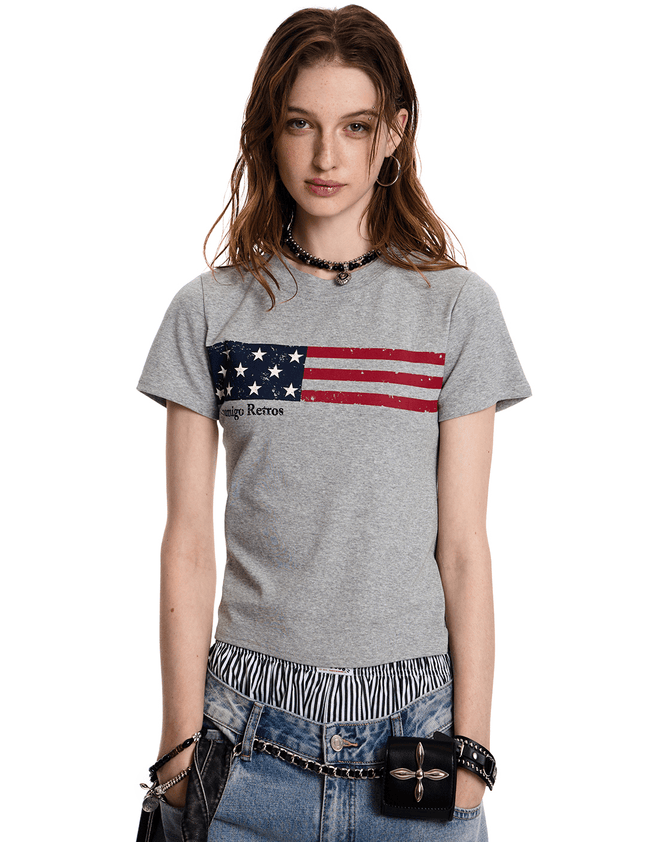 Vintage American Flag Fitted Tee - COPPING THREADS - CT Select Hover Image