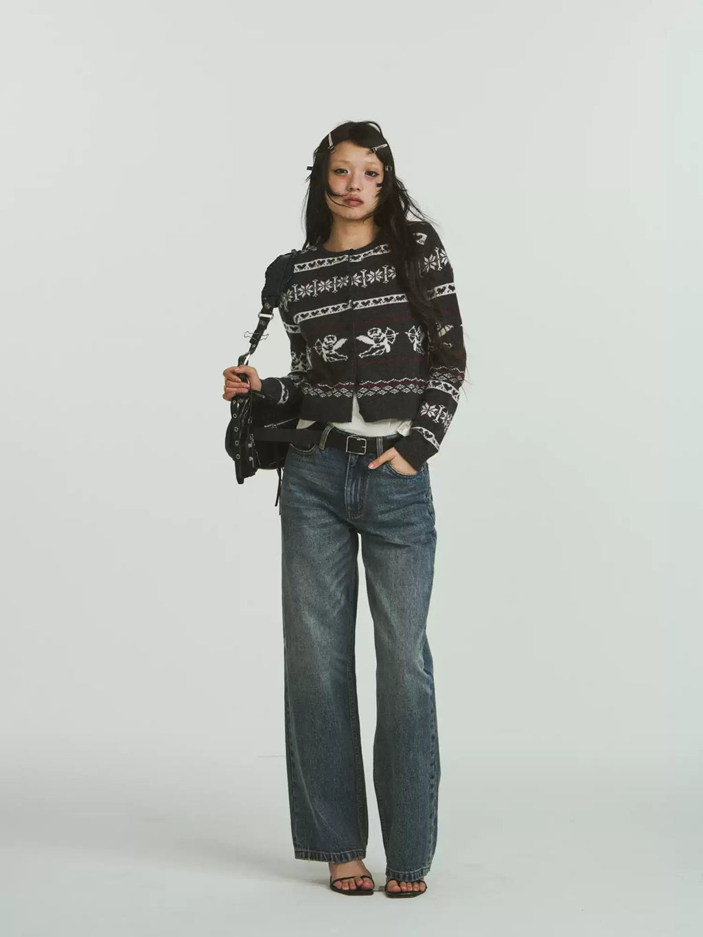 Vintage Angel Jacquard Knit Cardigan Sweater - COPPING THREADS - CHICISLAND