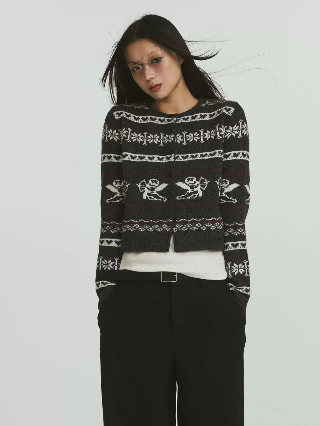 Vintage Angel Jacquard Knit Cardigan Sweater - COPPING THREADS - CHICISLAND