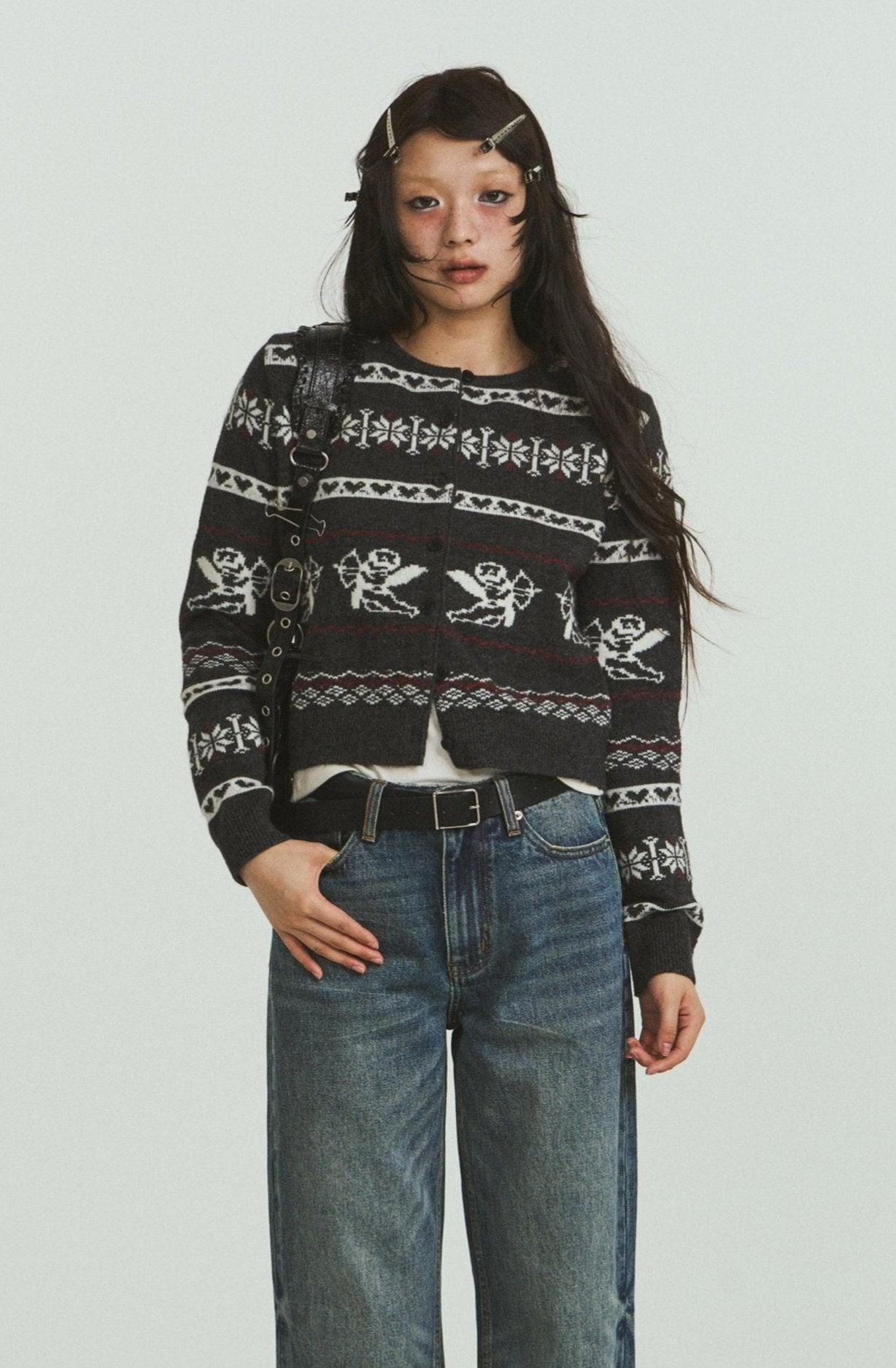 Vintage Angel Jacquard Knit Cardigan Sweater - COPPING THREADS - CHICISLAND