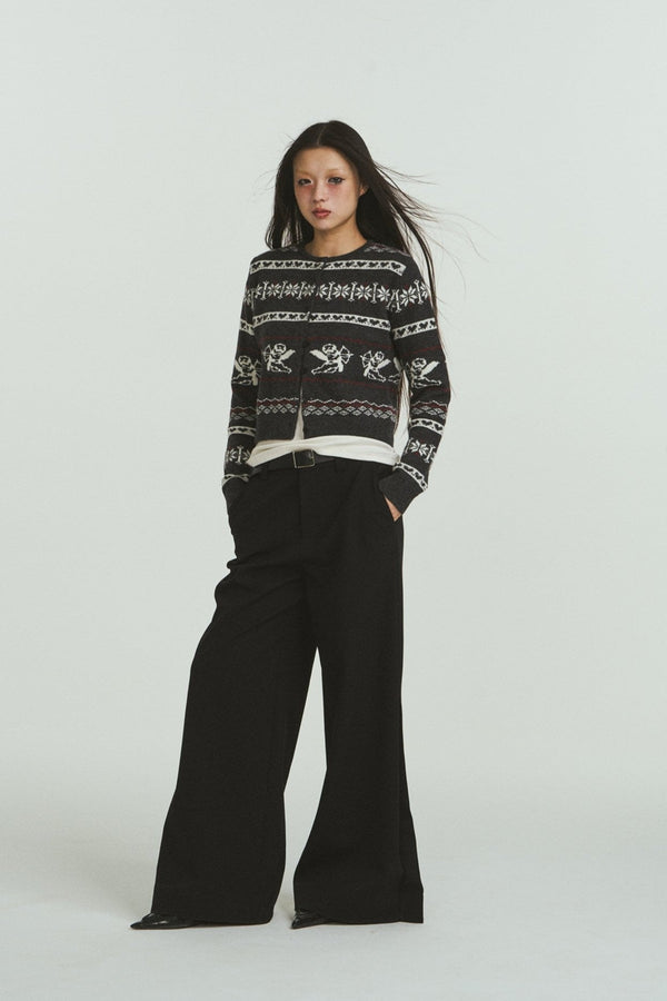Vintage Angel Jacquard Knit Cardigan Sweater - COPPING THREADS - CHICISLAND