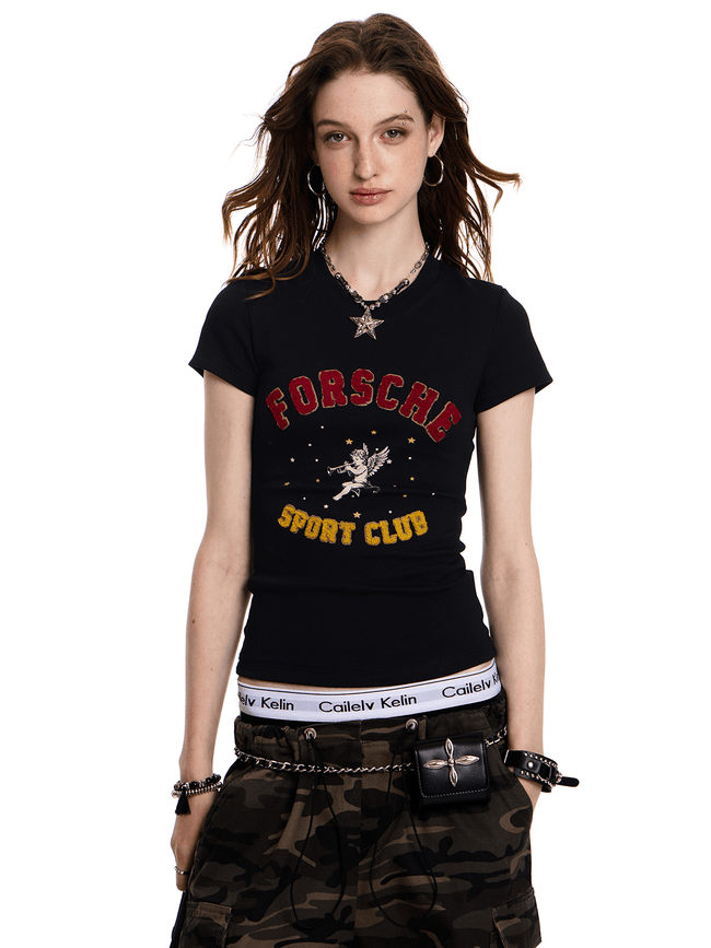 Vintage Angel Patch Towel Embroidery Tee - COPPING THREADS - CT Select Hover Image