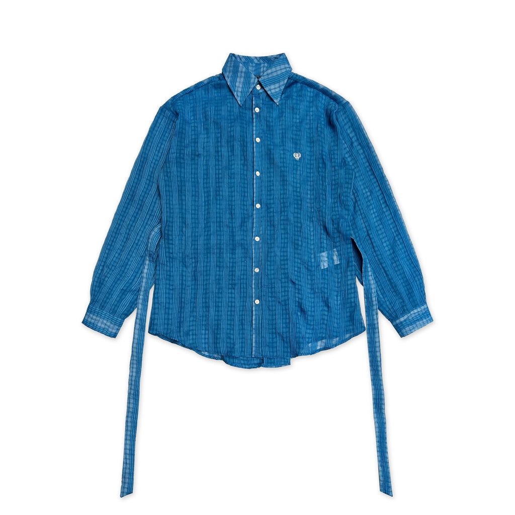 Vintage Blue Plaid Sheer Mesh Shirt - COPPING THREADS - MOROMORO