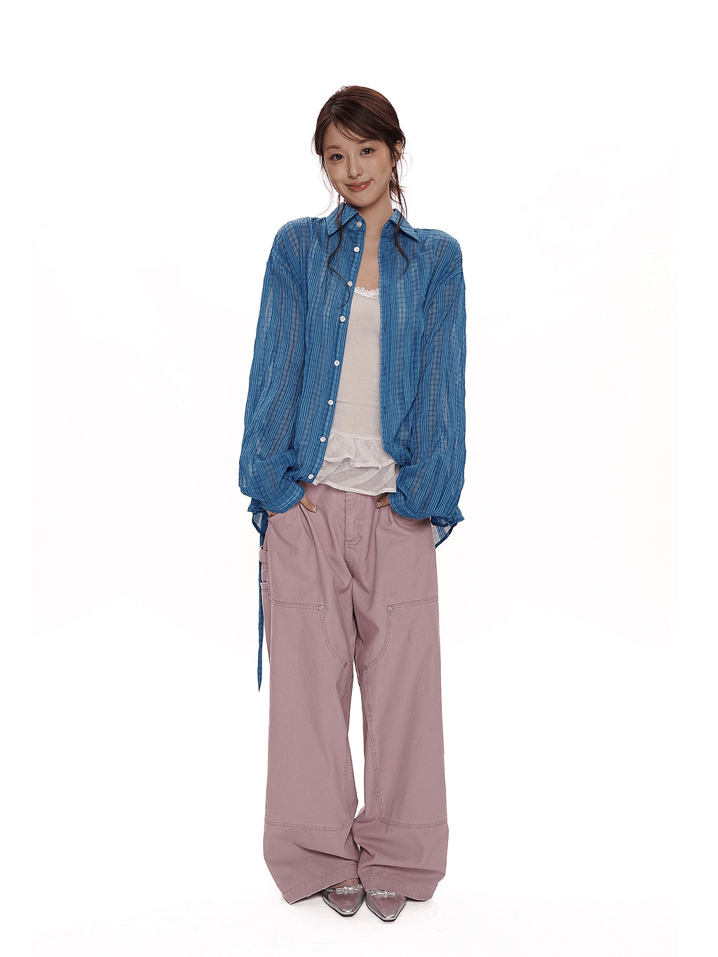 Vintage Blue Plaid Sheer Mesh Shirt - COPPING THREADS - MOROMORO