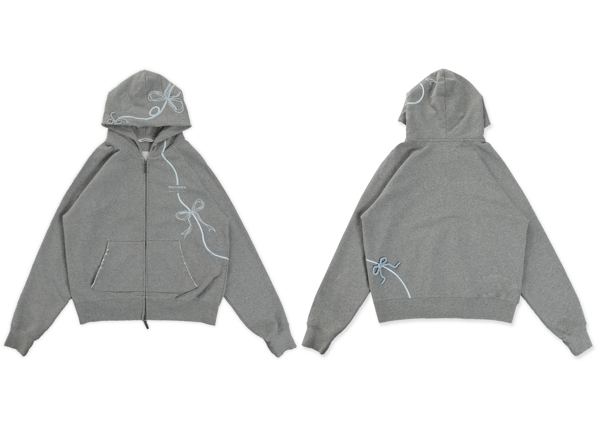 Vintage Bow Embroidered Cotton Zip - Up Hoodie - COPPING THREADS - MOROMORO