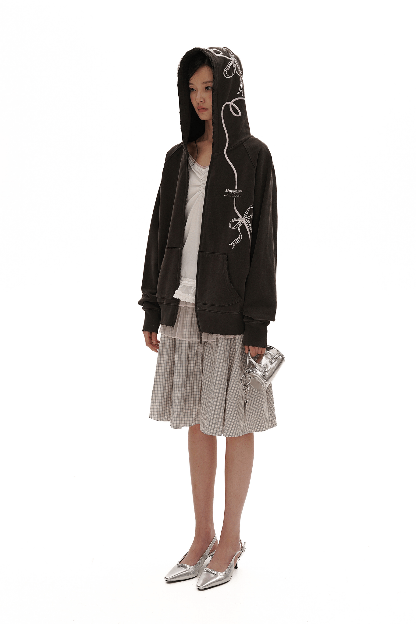 Vintage Bow Embroidered Cotton Zip - Up Hoodie - COPPING THREADS - MOROMORO