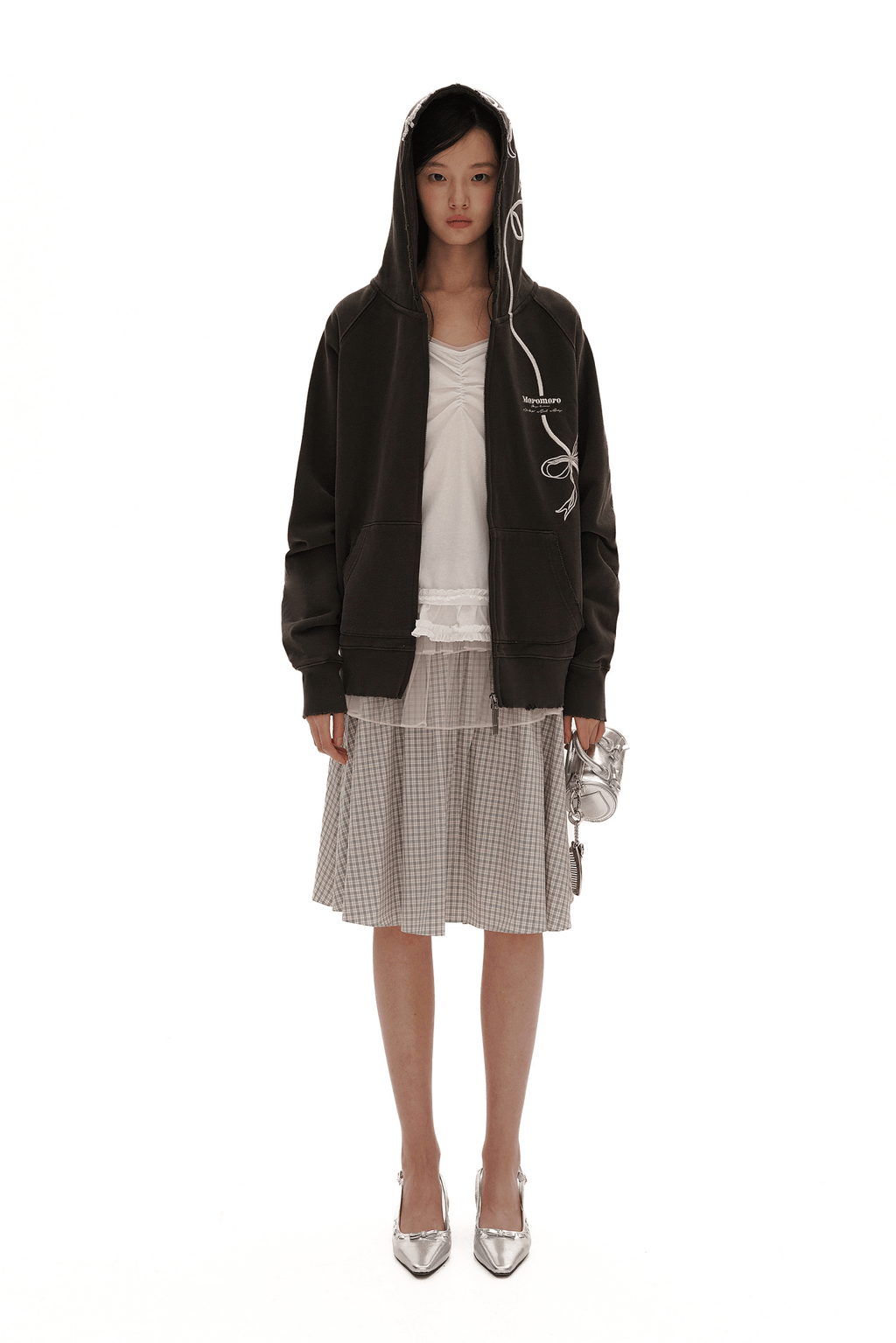 Vintage Bow Embroidered Cotton Zip - Up Hoodie - COPPING THREADS - MOROMORO