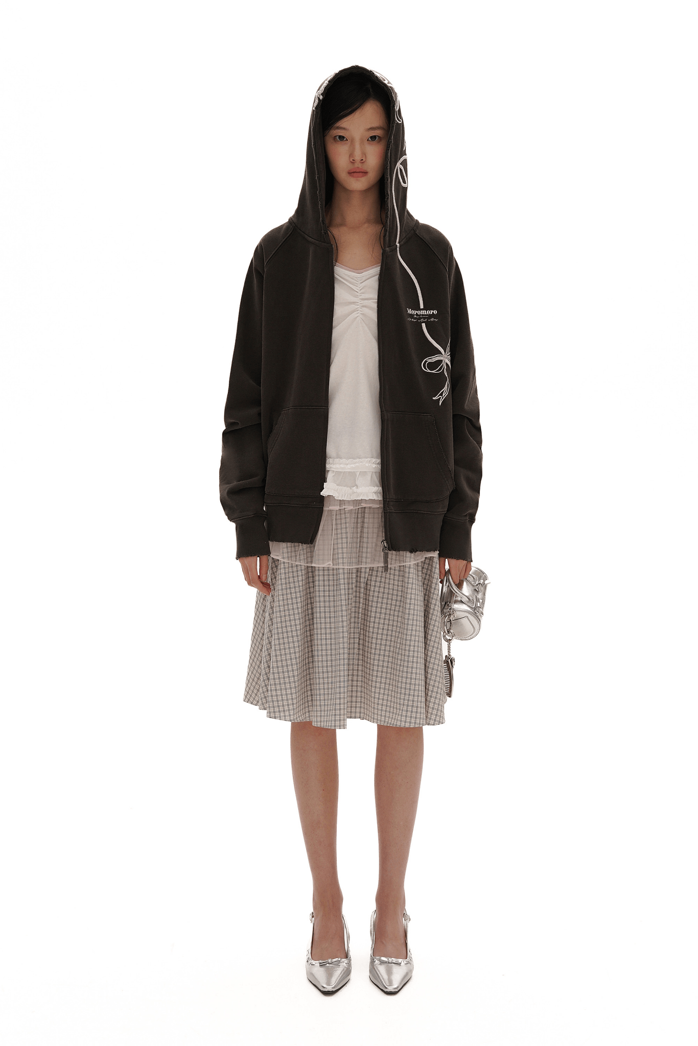 Vintage Bow Embroidered Cotton Zip - Up Hoodie - COPPING THREADS - MOROMORO