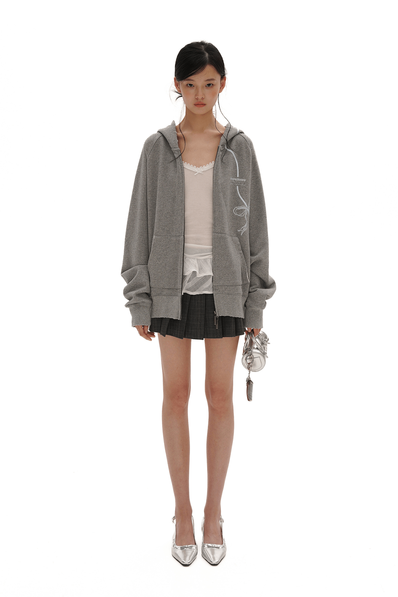 Kapuzenpullover aus Baumwolle mit Vintage-Schleife und Reißverschluss Zweitbild