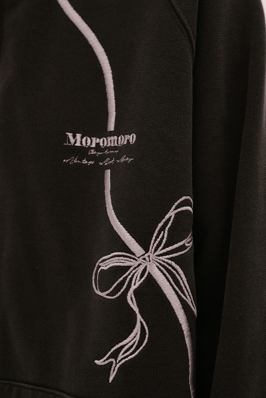 Vintage Bow Embroidered Cotton Zip - Up Hoodie - COPPING THREADS - MOROMORO