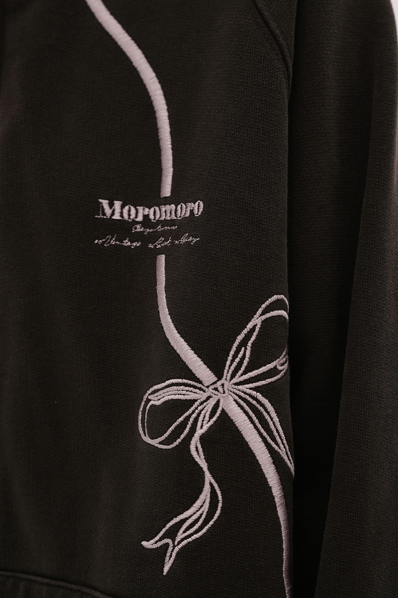 Vintage Bow Embroidered Cotton Zip - Up Hoodie - COPPING THREADS - MOROMORO