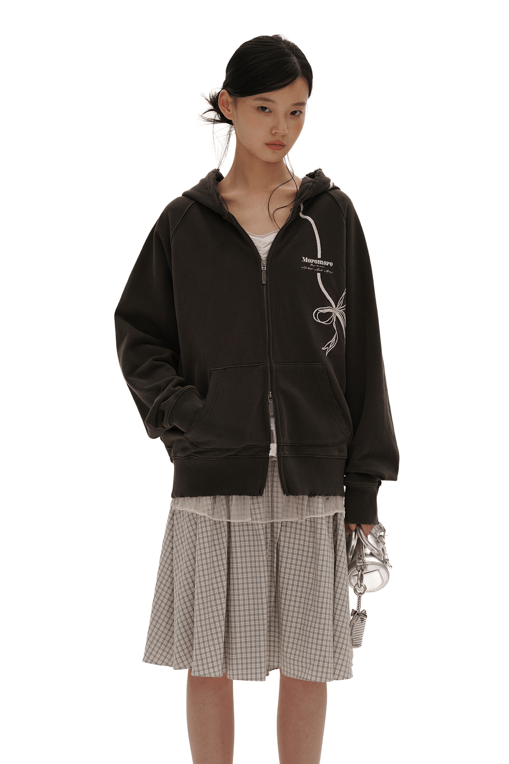 Vintage Bow Embroidered Cotton Zip - Up Hoodie - COPPING THREADS - MOROMORO