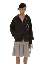 Vintage Bow Embroidered Cotton Zip - Up Hoodie - COPPING THREADS - MOROMORO