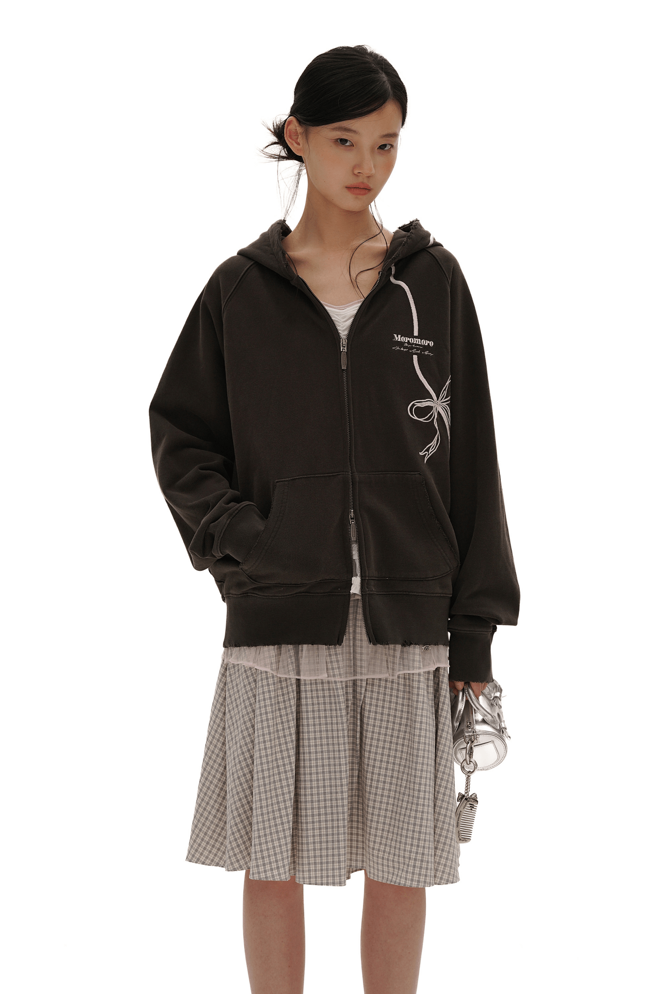 Vintage Bow Embroidered Cotton Zip - Up Hoodie - COPPING THREADS - MOROMORO