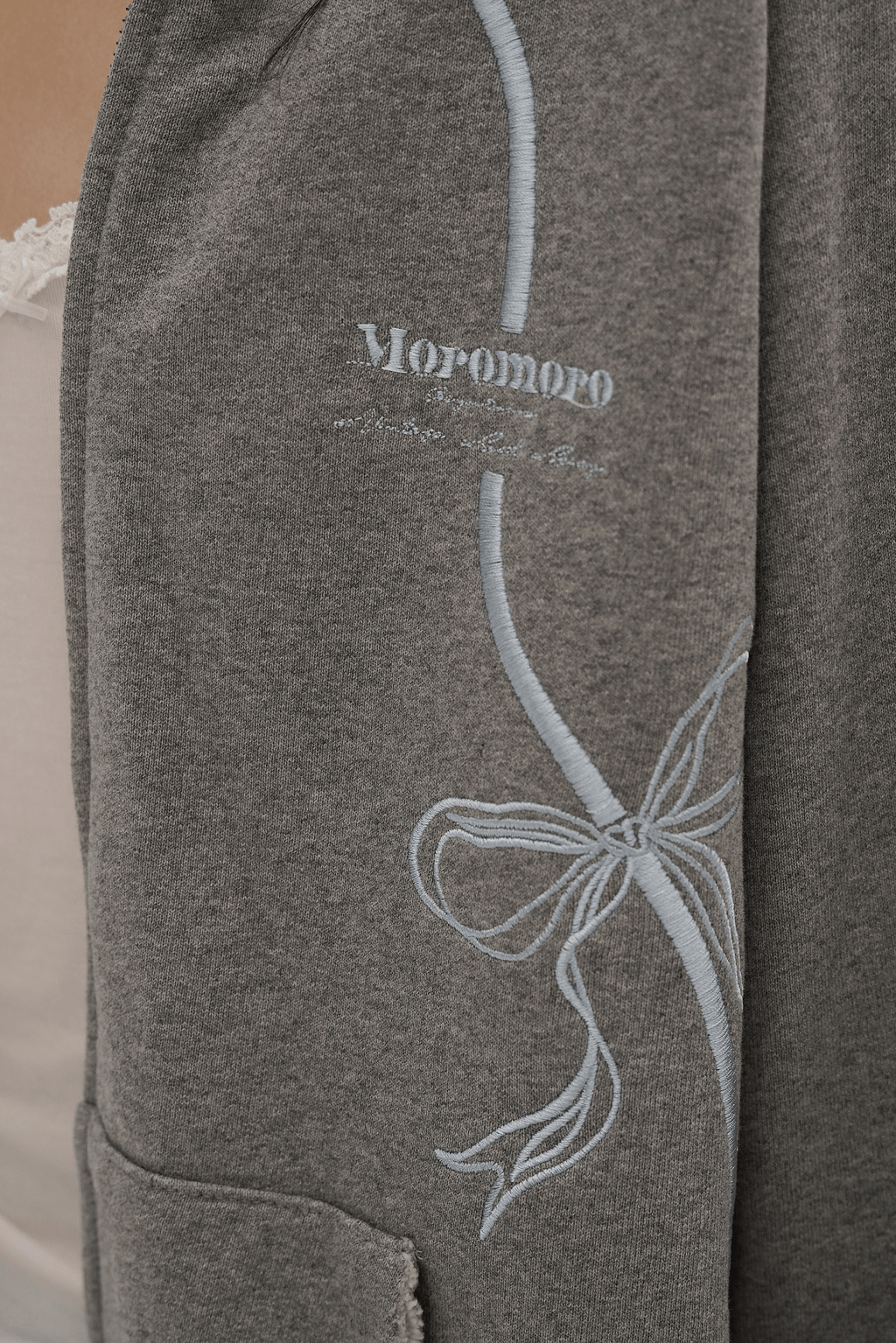 Vintage Bow Embroidered Cotton Zip - Up Hoodie - COPPING THREADS - MOROMORO