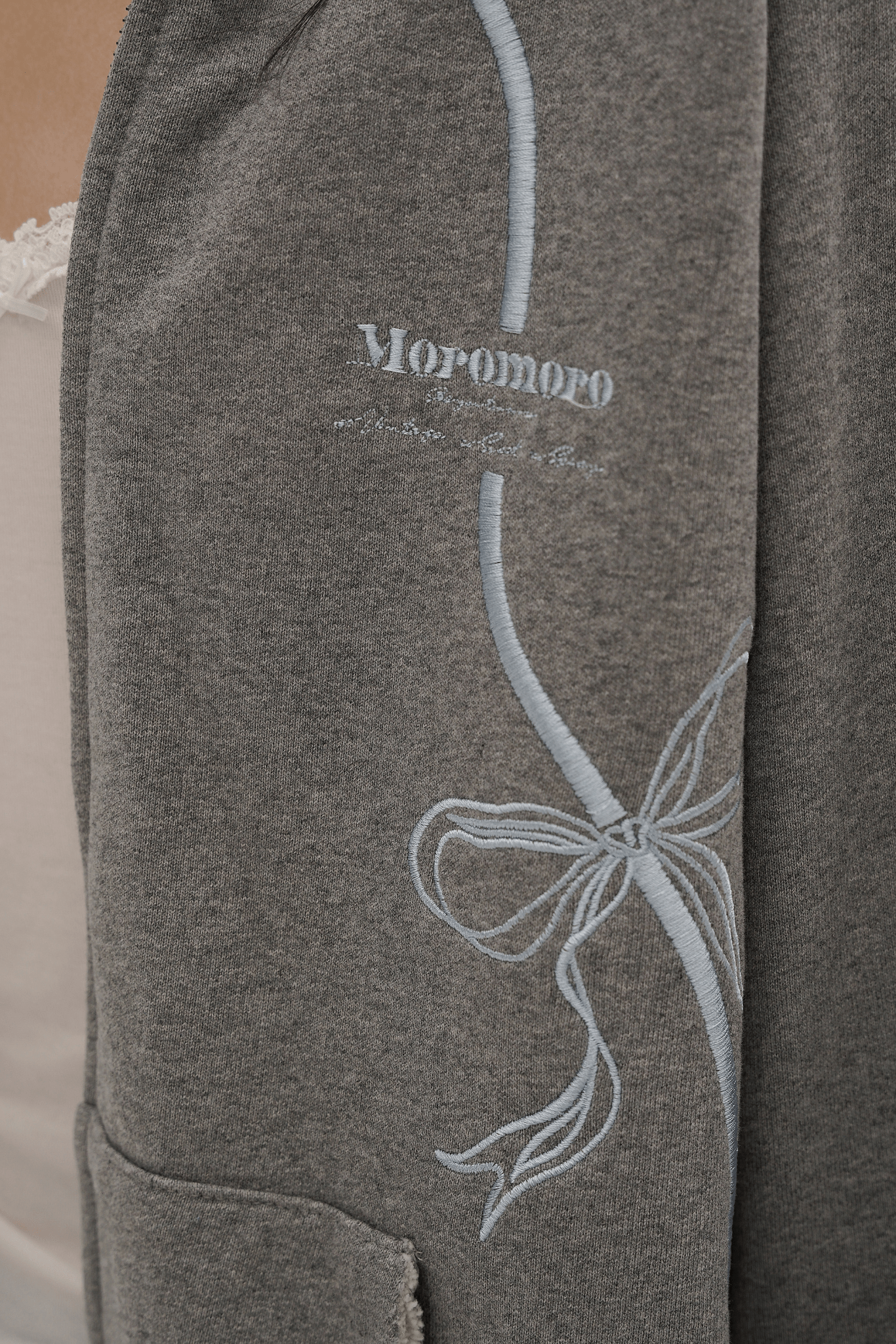Vintage Bow Embroidered Cotton Zip - Up Hoodie - COPPING THREADS - MOROMORO