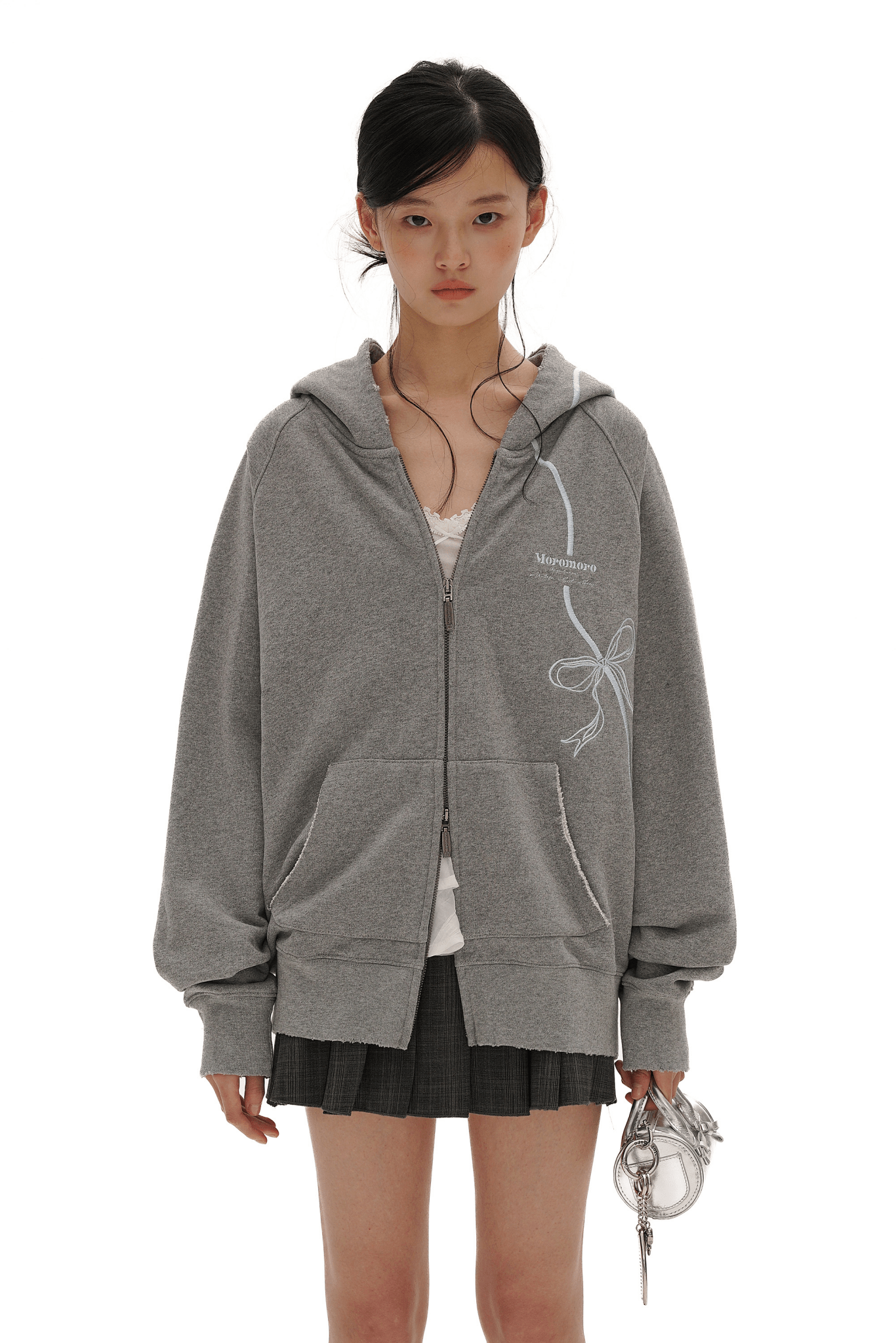 Vintage Bow Embroidered Cotton Zip - Up Hoodie - COPPING THREADS - MOROMORO