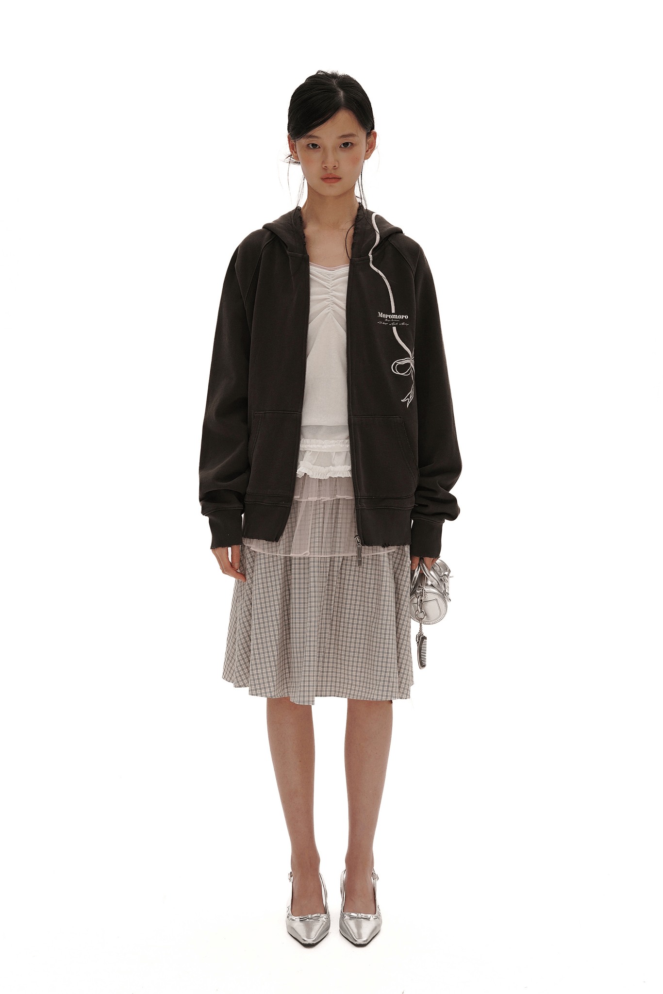 Vintage Bow Embroidered Cotton Zip - Up Hoodie - COPPING THREADS - MOROMORO