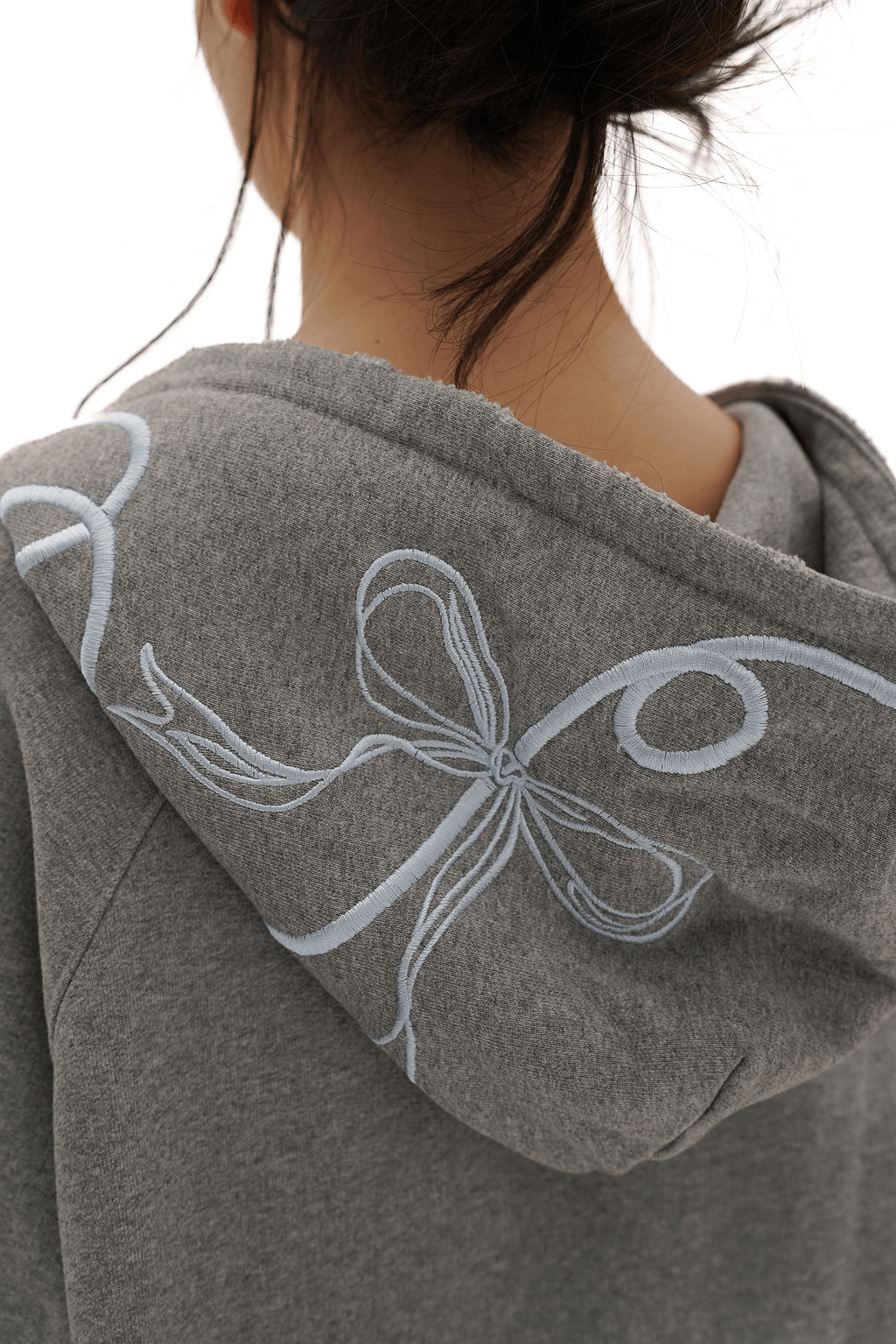 Vintage Bow Embroidered Cotton Zip - Up Hoodie - COPPING THREADS - MOROMORO