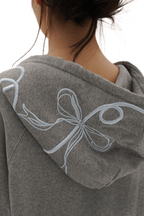 Vintage Bow Embroidered Cotton Zip - Up Hoodie - COPPING THREADS - MOROMORO