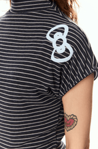 Vintage Bow Print Striped Fitted Tee - COPPING THREADS - CT Select